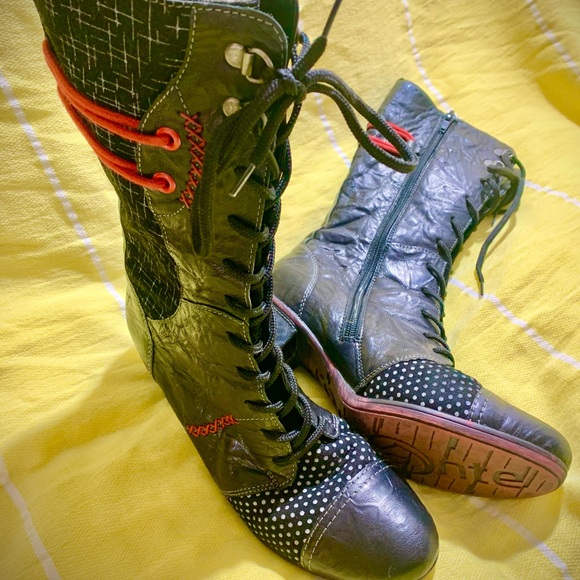 Remonte Black Leather Lace-up Victorian boots 38 Bottes granny cuir noir lacées - Picture 2 of 7